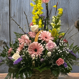 Pastel Meadow Basket Arrangement