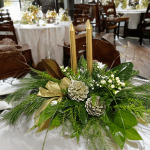 Golden Pine Christmas Centerpiece