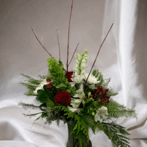 Festive Red and White Holiday Arrangement