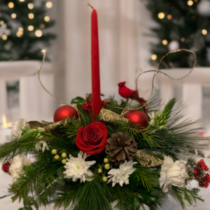 Crimson Cardinal Christmas Centerpiece